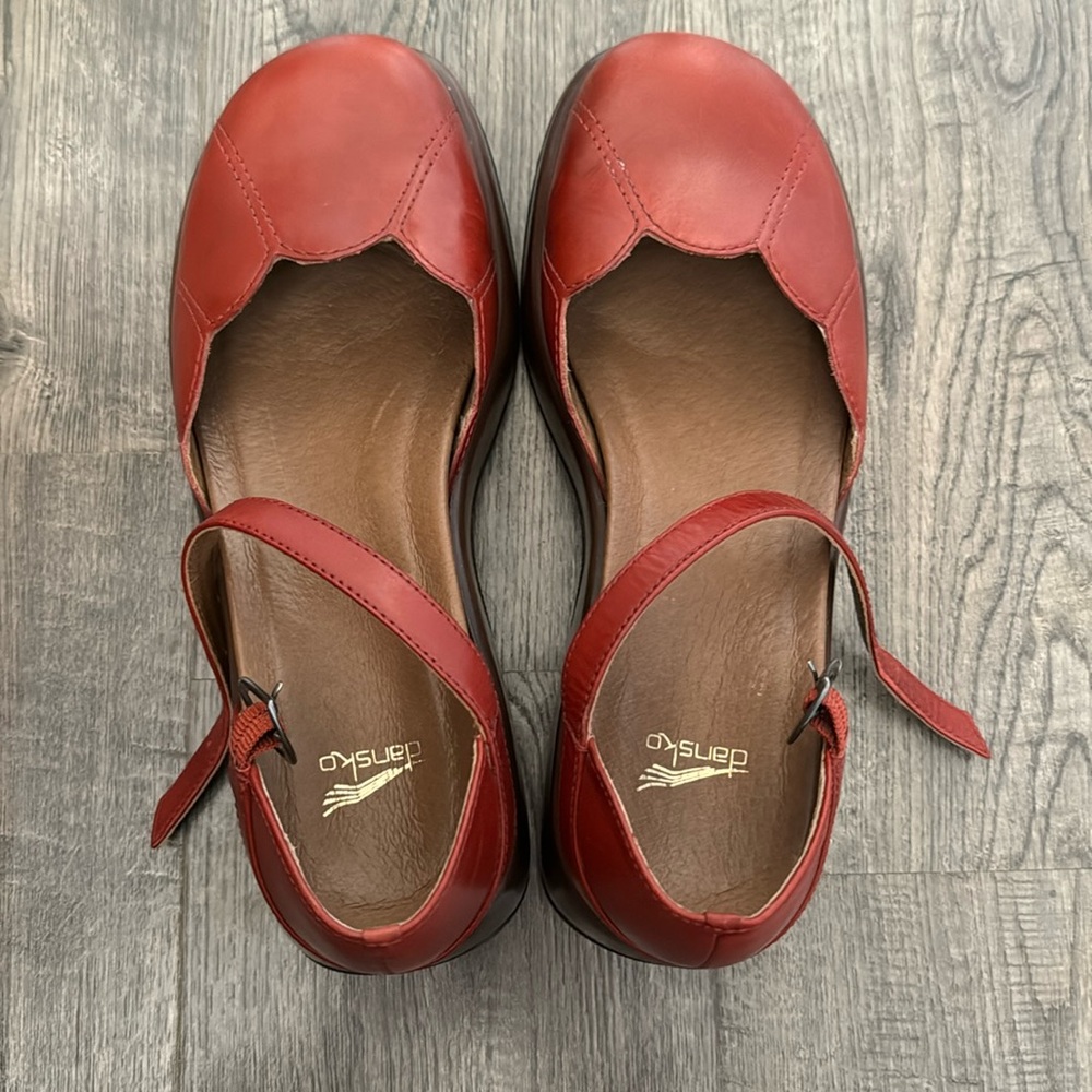 Dansko Red Leather Mules